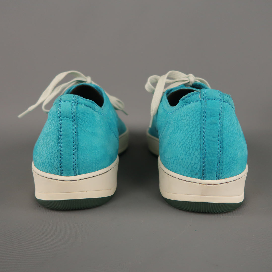 LANVIN Size 10 Aqua Solid Suede Sneakers