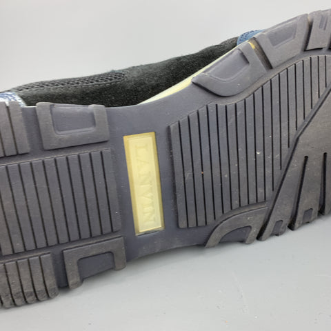 LANVIN Size 10 Black & Blue Color Block Refective Lace Up Sneakers