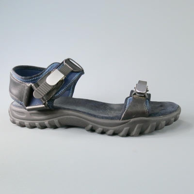 LANVIN Size 10 Black & Navy Neoprene Strap Sandals
