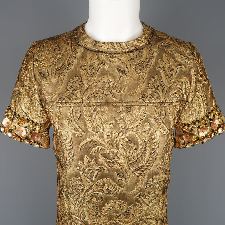 LANVIN Spring 2014 - Size 4 / FR 36 Metallic Gold Beaded Dress