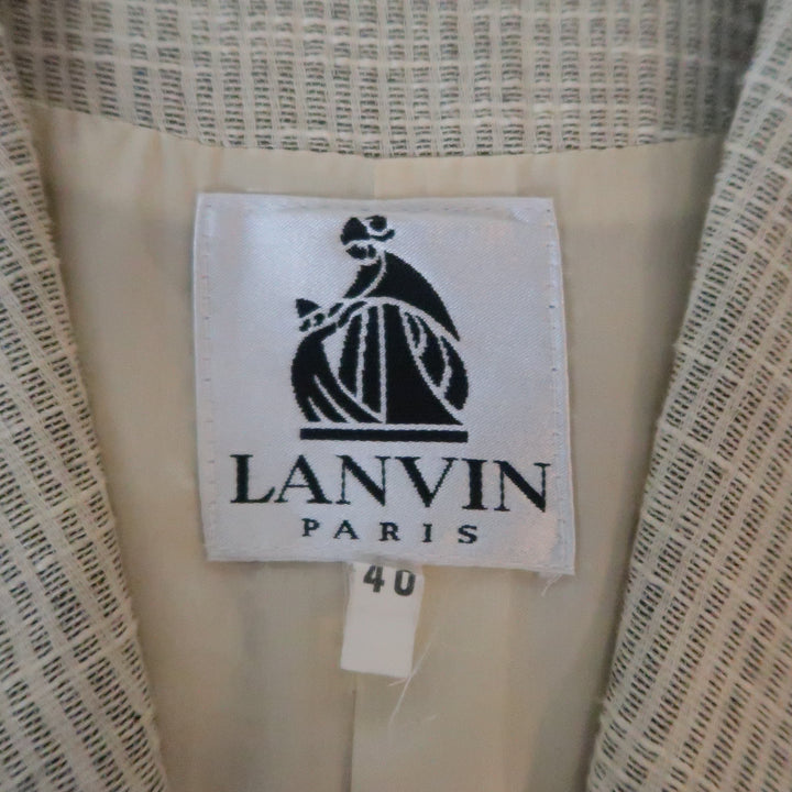 LANVIN Size 8 Beige Textured Military Pocket Jacket