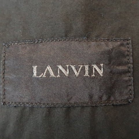 LANVIN Size L Black Solid Cotton Button Up Long Sleeve Shirt