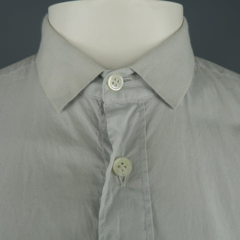 LANVIN Size L Light Gray Cotton Ribbon Collar Long Sleeve Shirt