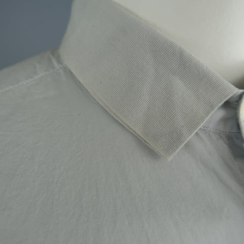LANVIN Size L Light Gray Cotton Ribbon Collar Long Sleeve Shirt