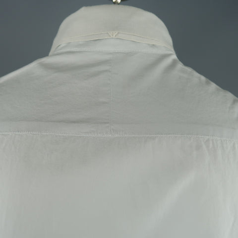 LANVIN Size L Light Gray Cotton Ribbon Collar Long Sleeve Shirt