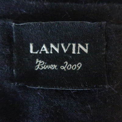 LANVIN Size M Black Metallic Burnout Jacquard Panel  Cardigan