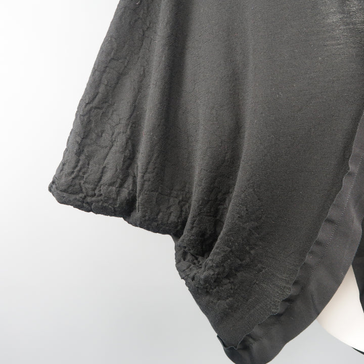 LANVIN Size M Black Textured Jersey Knit Batwing Cardigan