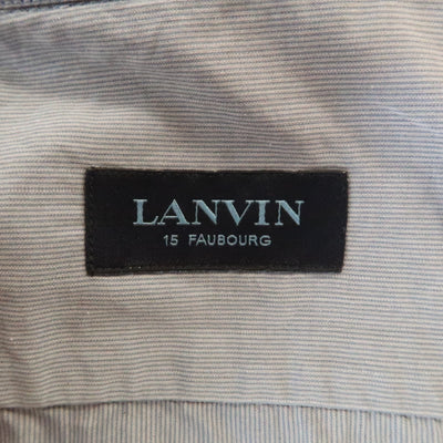 LANVIN Size M Navy Solid Cotton Contrast Collar Long Sleeve Shirt