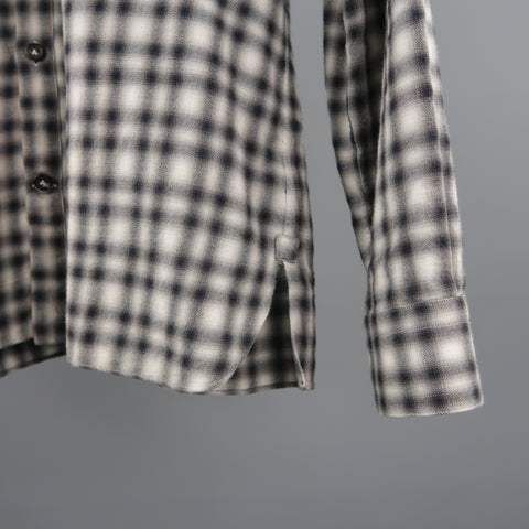 LANVIN Size S Grey Plaid Cotton Button Up Long Sleeve Shirt