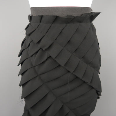 LANVIN Fall 2014  US 4 / FR 36 Black Pleated Pencil Skirt
