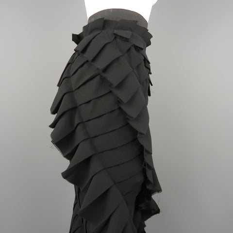 LANVIN Fall 2014  US 4 / FR 36 Black Pleated Pencil Skirt