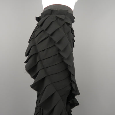LANVIN Fall 2014  US 4 / FR 36 Black Pleated Pencil Skirt
