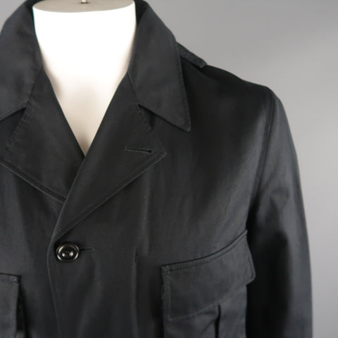 LEMAIRE 40 Navy Wool Blend  Hooded Coat