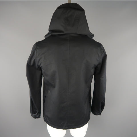LEMAIRE 40 Navy Wool Blend  Hooded Coat