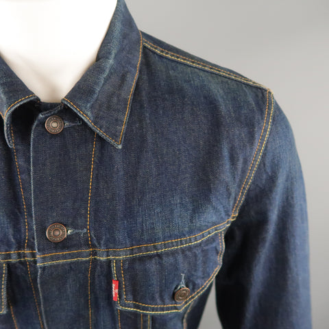 LEVI'S 40 Indigo Contrast Stitch Denim Trucker Jacket