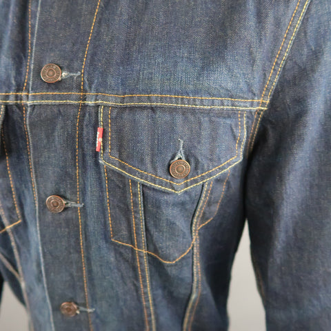 LEVI'S 40 Indigo Contrast Stitch Denim Trucker Jacket