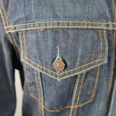 LEVI'S 40 Indigo Contrast Stitch Denim Trucker Jacket