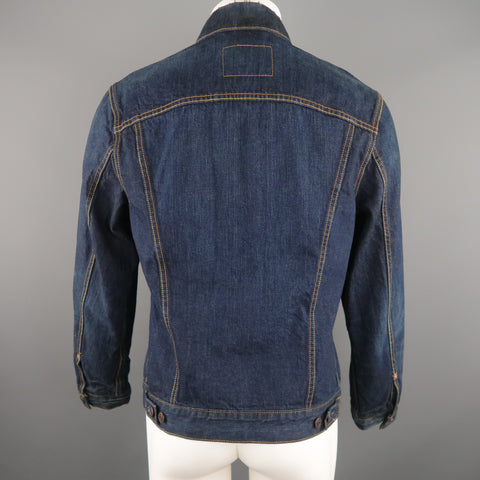 LEVI'S 40 Indigo Contrast Stitch Denim Trucker Jacket