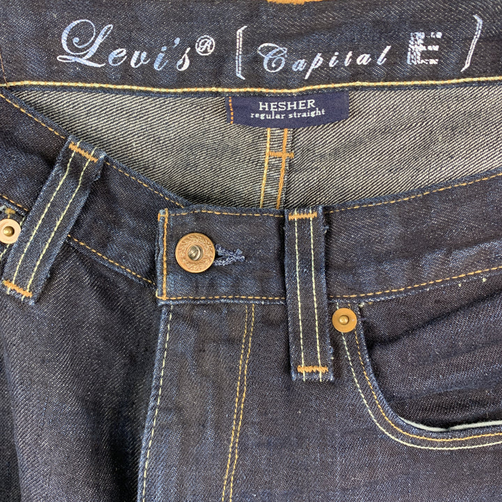 LEVI'S Size 32 x 36 Indigo Solid Cotton / Linen Jeans