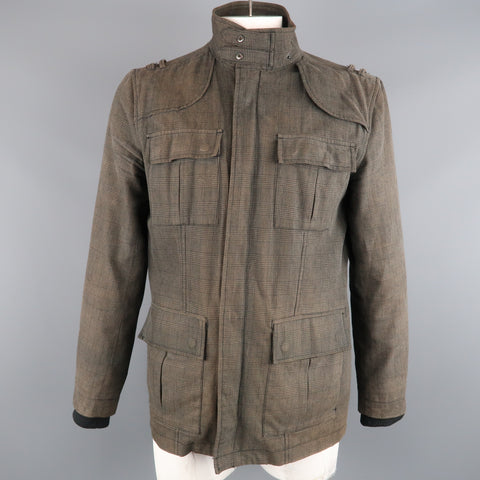 LIFE / AFTER / DENIM Chest Size M Olive Glenplaid Cotton Zip & Snaps Jacket