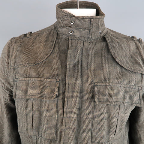 LIFE / AFTER / DENIM Chest Size M Olive Glenplaid Cotton Zip & Snaps Jacket