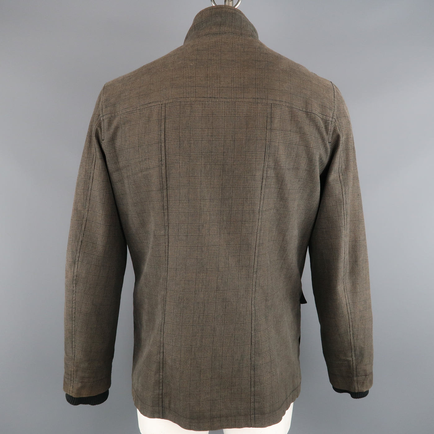 LIFE / AFTER / DENIM Chest Size M Olive Glenplaid Cotton Zip & Snaps Jacket