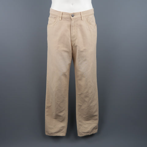 LORO PIANA Size 32 Khaki Solid Cotton & Linen Jeans