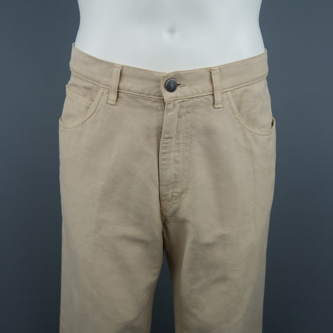 LORO PIANA Size 32 Khaki Solid Cotton & Linen Jeans