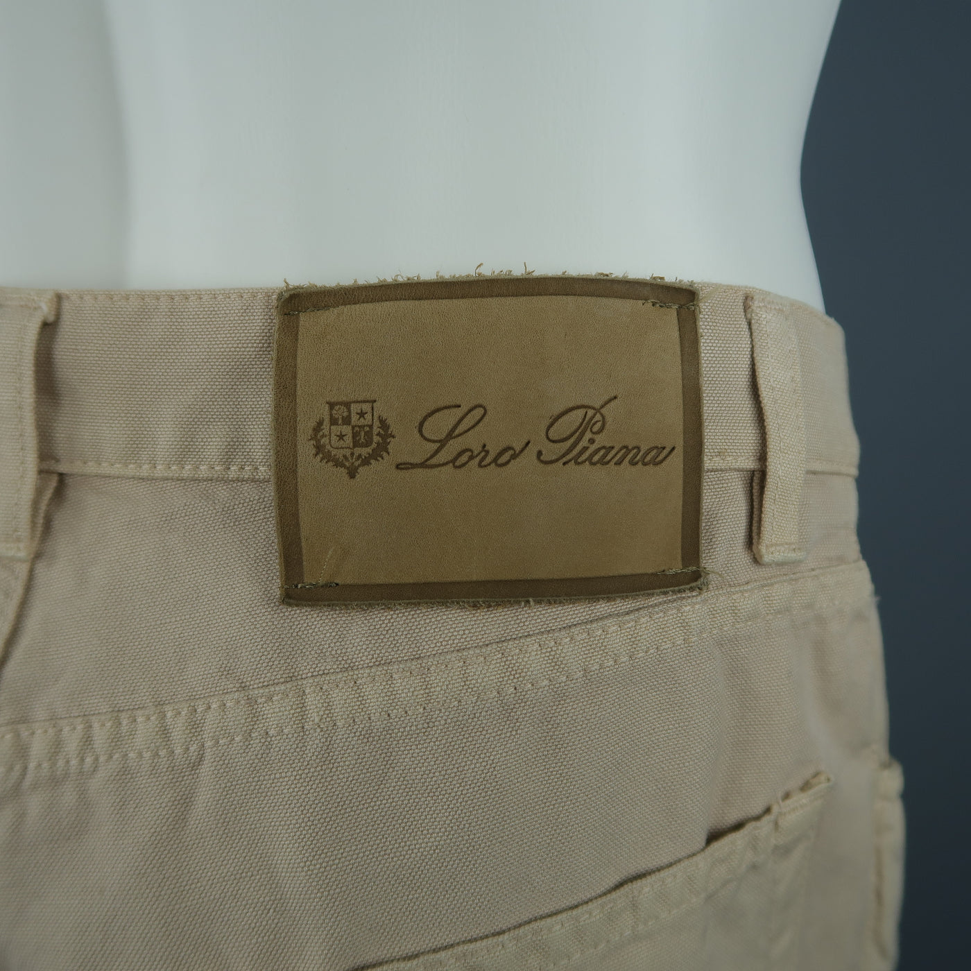 LORO PIANA Size 32 Khaki Solid Cotton & Linen Jeans