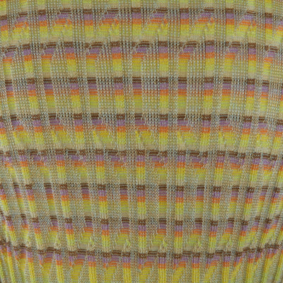 M MISSONI Size 14 Beige Rainbow Stripe Textured Metallic Knit Top