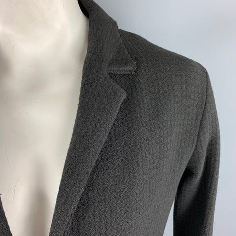M.A+  by Maurizio Amadei L Black Wool Distressed Hook & Eye Closure Jacket