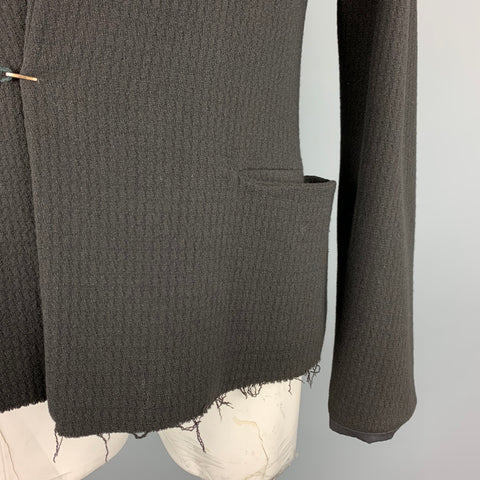 M.A+  by Maurizio Amadei L Black Wool Distressed Hook & Eye Closure Jacket