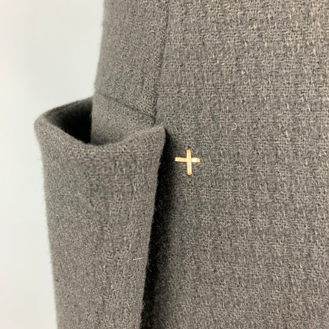 M.A+  by Maurizio Amadei L Black Wool Distressed Hook & Eye Closure Jacket
