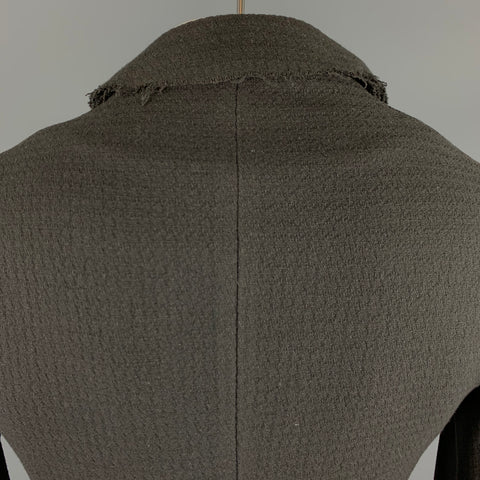 M.A+  by Maurizio Amadei L Black Wool Distressed Hook & Eye Closure Jacket