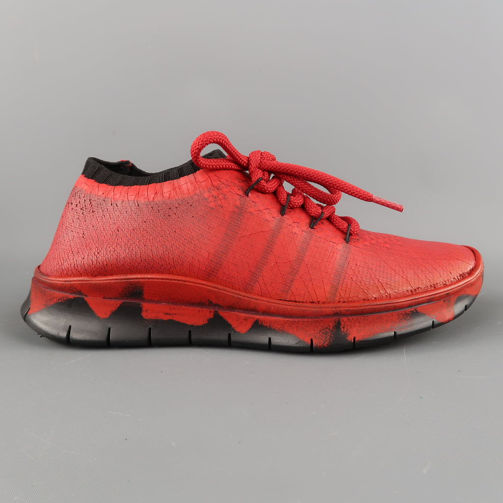 【送料&関税込】Maison Margiela Lace-up Sneakers Maison Margiela Replica Leather & Suede Low-Top Sneakers
