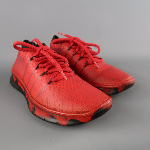 MAISON MARGIELA Size 7.5 Red Painted Knit Lace Up Sneakers