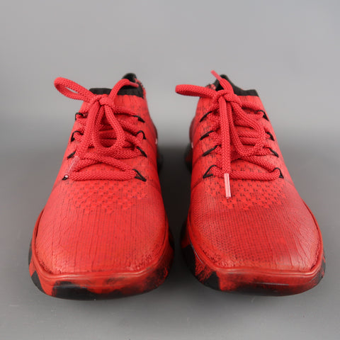MAISON MARGIELA Size 7.5 Red Painted Knit Lace Up Sneakers