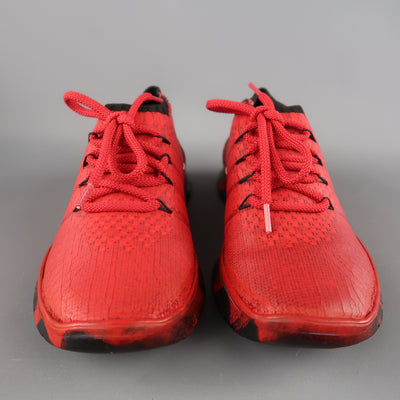MAISON MARGIELA Size 7.5 Red Painted Knit Lace Up Sneakers