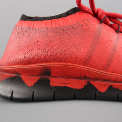 MAISON MARGIELA Size 7.5 Red Painted Knit Lace Up Sneakers