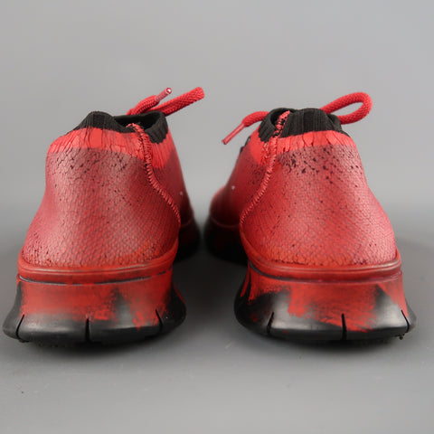 MAISON MARGIELA Size 7.5 Red Painted Knit Lace Up Sneakers