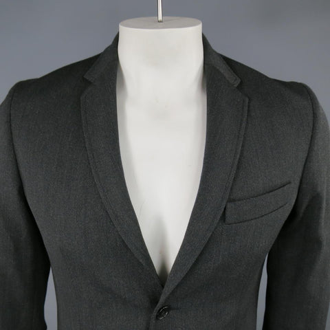 MAISON MARTIN MARGIELA Regular Charcoal Solid Wool Notch Lapel Sport Coat