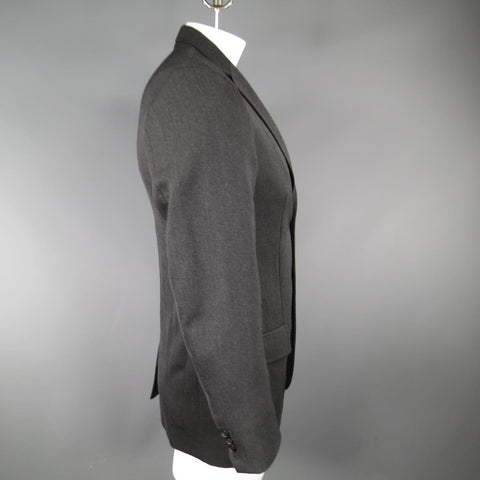 MAISON MARTIN MARGIELA Manteau de sport à revers cranté en laine unie charbon de bois régulier 