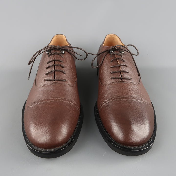 MAISON MARTIN MARGIELA Size 12 Brown Solid Leather Cap Toe Lace Up