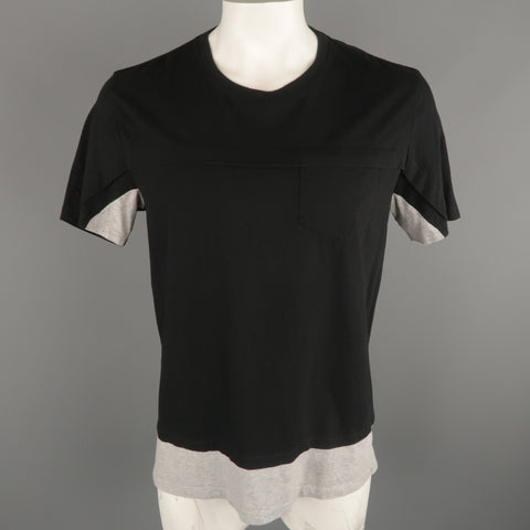 MAISON MARTIN MARGIELA Size L Black & Grey Cotton Crew-Neck T-shirt