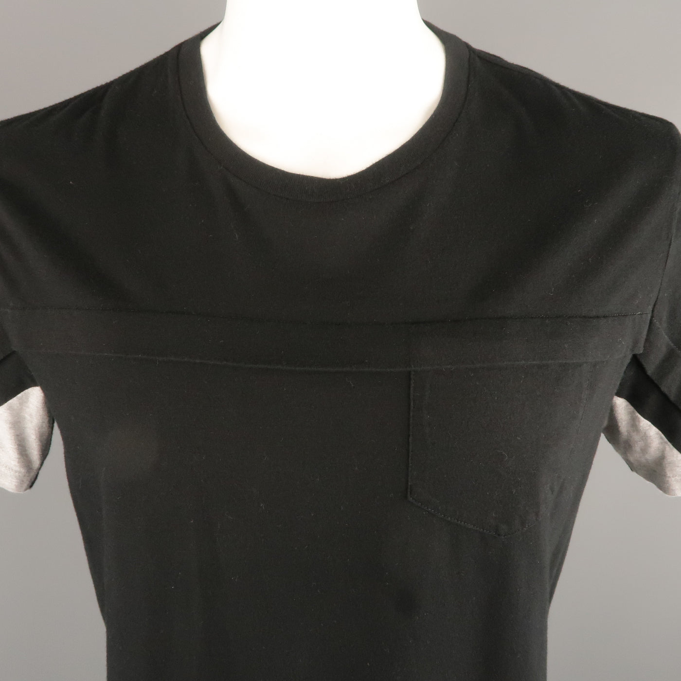 MAISON MARTIN MARGIELA Size L Black & Grey Cotton Crew-Neck T-shirt