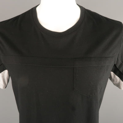 MAISON MARTIN MARGIELA Size L Black & Grey Cotton Crew-Neck T-shirt