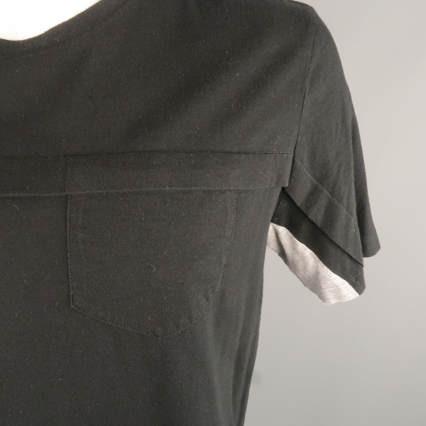 MAISON MARTIN MARGIELA Size L Black & Grey Cotton Crew-Neck T-shirt