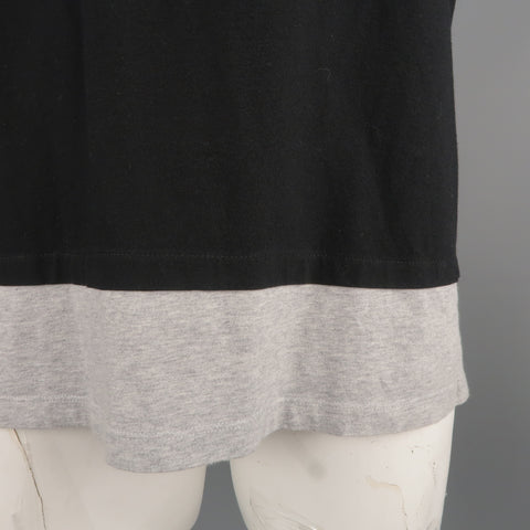 MAISON MARTIN MARGIELA Size L Black & Grey Cotton Crew-Neck T-shirt