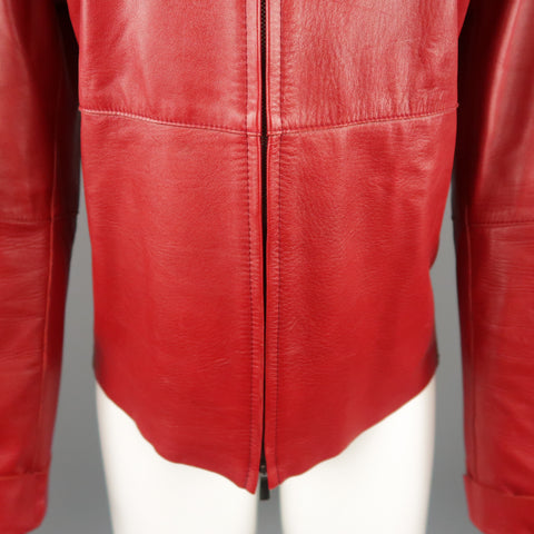 MALO Size 6 Red Leather Collared Jacket