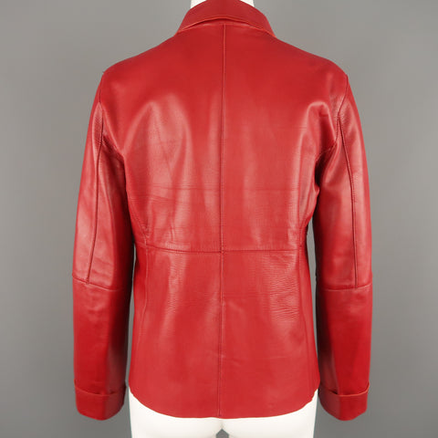 MALO Size 6 Red Leather Collared Jacket
